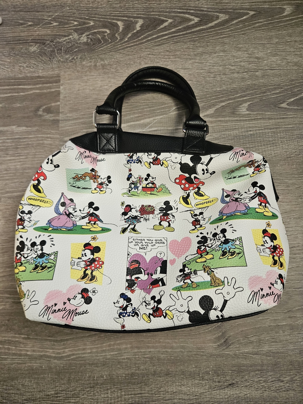 Disney Minnie Mouse Comic-Print Satchel - White, Black, Red, Pink, Yellow